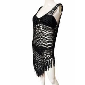 Crochet Fringe Swim Coverup Dress by India Boutique